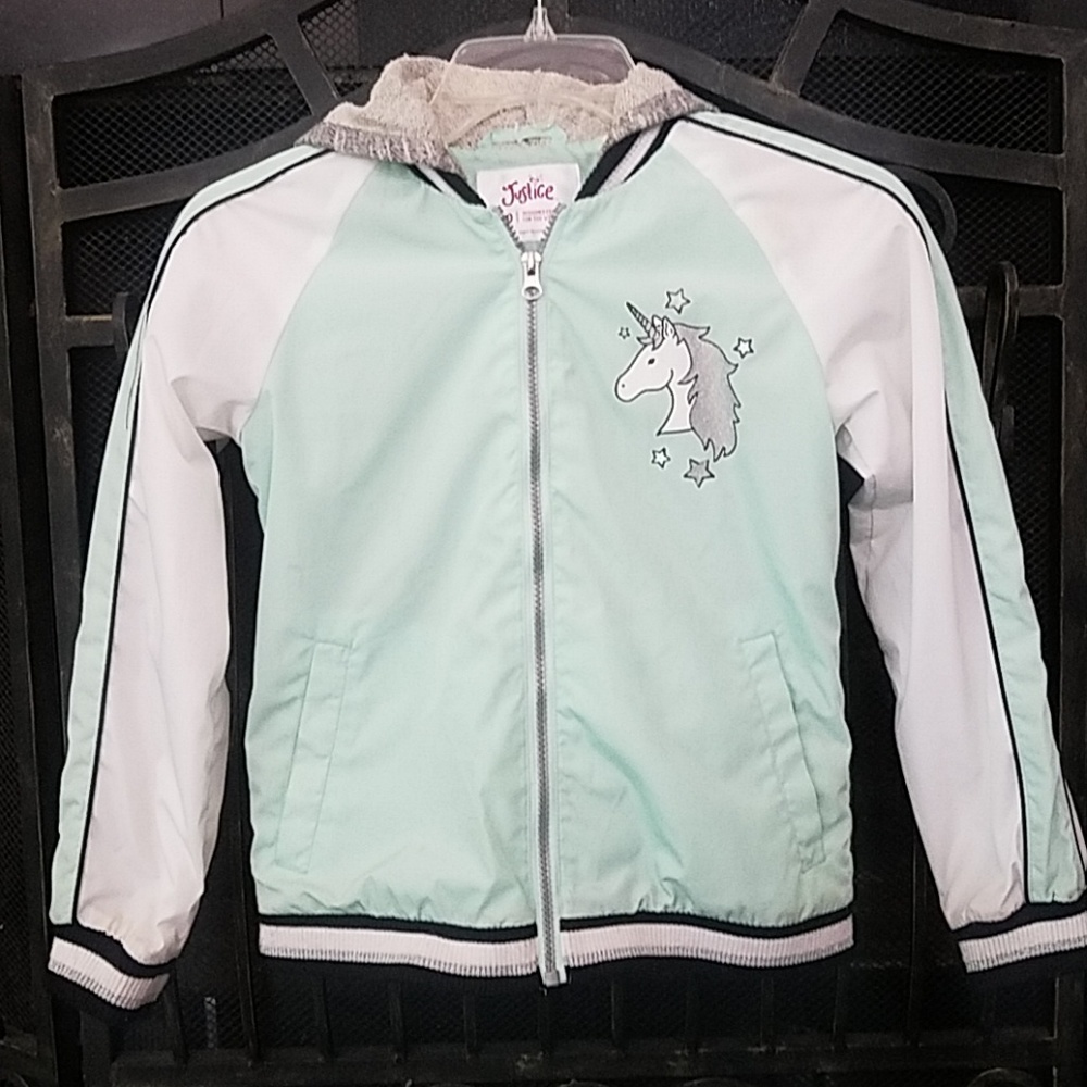 Justice unicorn spring windbreaker jacket 8/10
